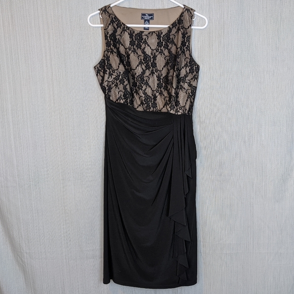 American Living Dresses & Skirts - American Living Black and Nude Dress w/ Lace Overlay On Bodice In Women's Size 4